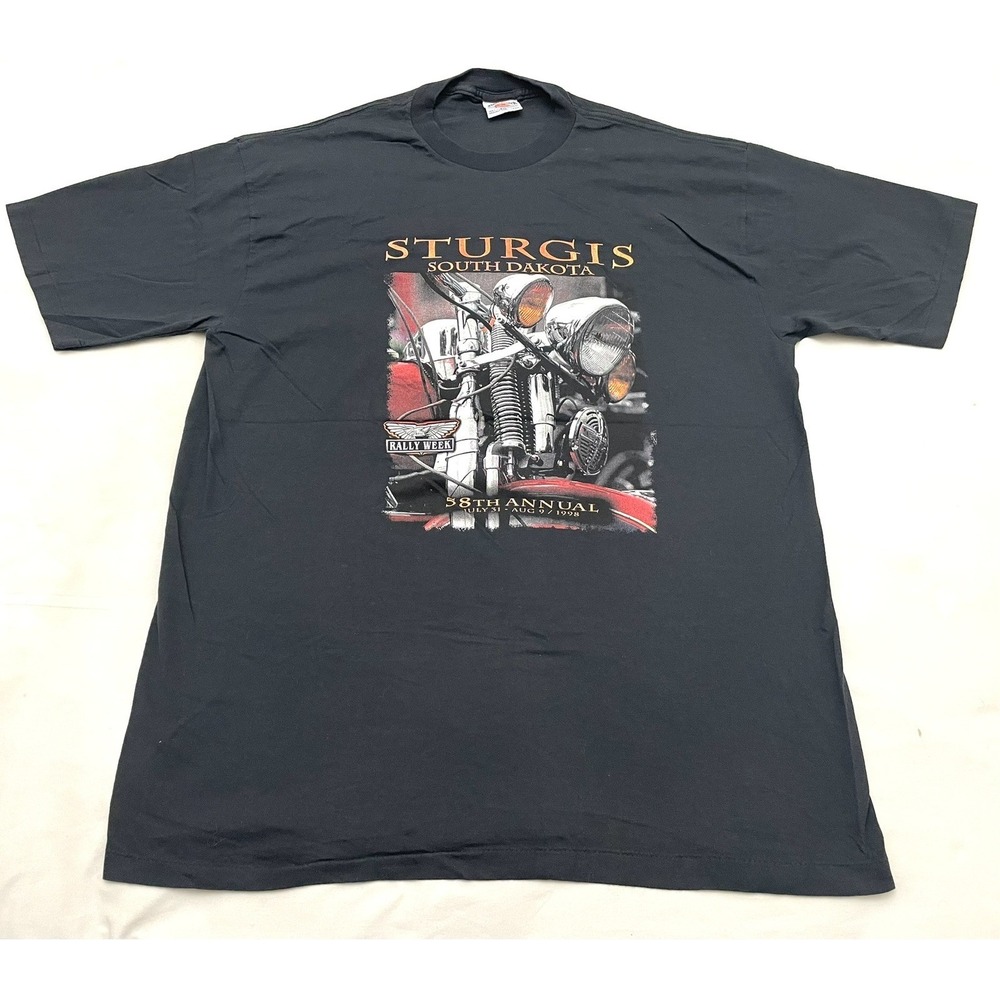 Vintage Sturgis 1998 Motorcycle Rally Week T Shirt XXL‎ Black Single Stitch USA